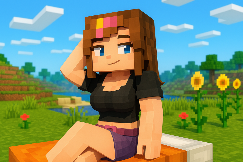 Explore Minecraft with Jenny Mod as your companion in a vibrant, peaceful meadow. Explore Minecraft with Jenny Mod as your companion in a vibrant, peaceful meadow.